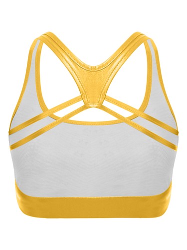 Women's Shiny Metallic Crop Top for Raves Dance Sports Bra Workout Yoga Bra - Bild 22 von 51