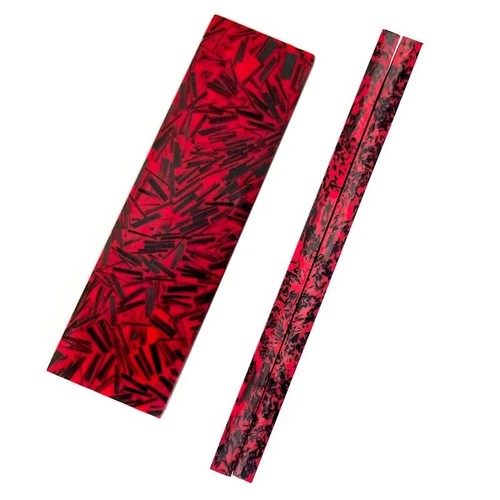 2 Piezas Rojo Fibra de Carbono Negro Mármol Material Cuchillo Mango Básculas 135x40x5mm - Imagen 3 de 6