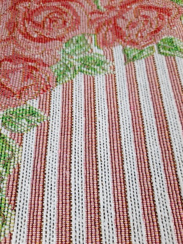 Nicole Tapestry Placemats Set of 4 Roses Pink Stripes Flowers 19" x 13" - Picture 5 of 13