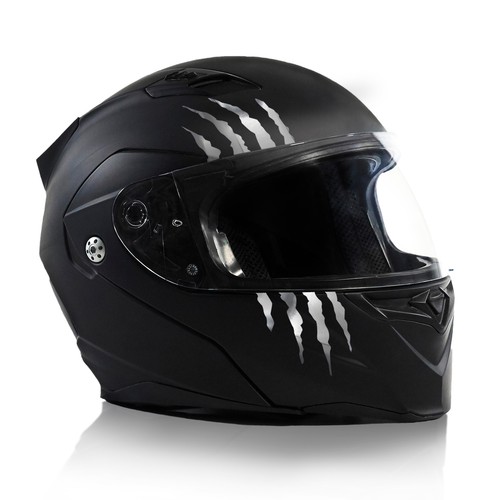 Aufkleber Monster Kralle Kratzer Motorradhelm Helm Sticker Chrom Silber K173 - Bild 1 von 7