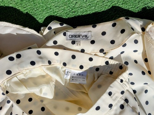 1980er Vintage Original Mode Gr. 7 Retro gepunktet 2-teiliges Bluse & Rock Set GUC - Bild 7 von 8