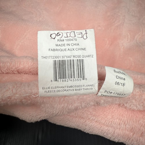 Thro Pink Baby Blanket Ellie Elephant Embossed Elephants Jimco Lamp Rose 30 x 40 - Picture 4 of 5