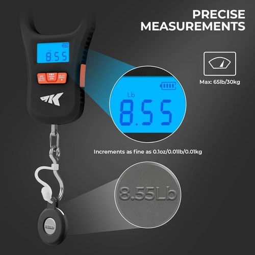 Báscula de pescado Kastking con pinza labial, escala de pesca de carga USB Toughtide construida - Imagen 6 de 9