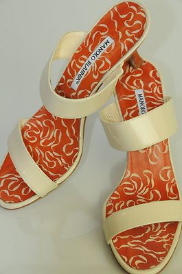 Sandales Manolo Blahnik beige verni économies orange crème EEL neuves 845 $ 37