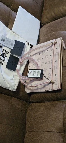 NWT MCM Medium Visetos Logo Crossbody Pouch Clutch Bag Powder Pink Limited Editi - Picture 21 of 21