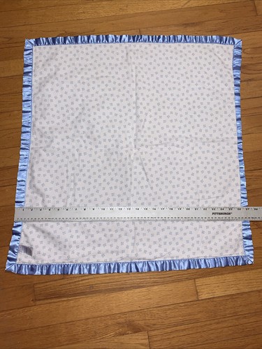 Child of Mine Blue Brown Stripe/Paw Print Flannel Baby Blanket Satin Trim - Picture 4 of 5