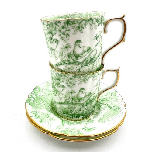 2 VTG 1940s Royal Crown Derby Green Aves Birds Demitasse Cup & Saucer Sets - Picture 3 of 14