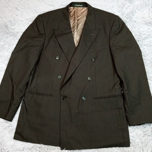 Vintage Brandini Jacket Mens 42 Tall Green Wool Suit Coat Pockets Le Collezioni