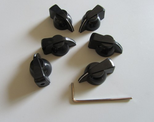 6x Black Chicken Head Knob 1/4" Guitar Amp Effect Pedal Knobs w/ Set Screw - Picture 1 of 4