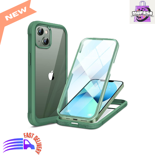 iPhone 13 6.1" Full-Body Glass Clear Case with Built-In Screen Protector - Green