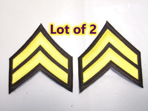 2 Lot Corporal Gold/Black 3" Uniform Sleeve Patches - Military Police Security - Picture 1 of 3