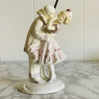 Vintage Art Deco Pierrot Columbine Vienna Faience Porcelain Figurine Lamp Base - Image 1 of 4