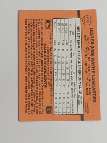 1990 Donruss Baseball Chicago Cubs #628 Les Lancaster - Picture 2 of 2