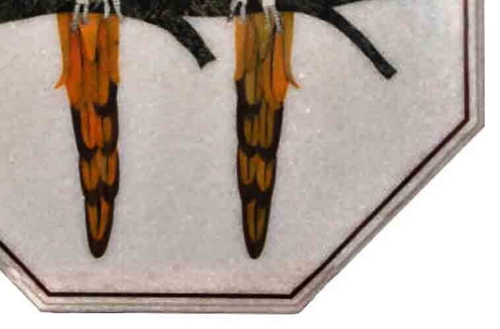 Octagonal white Marble Table with Multicolor Parrot Inlay – Handmade Animal Art - Picture 3 of 9