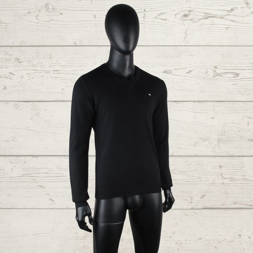 J. LINDEBERG Black 100% Merino Wool V Neck Golf Jumper L Large Men's Pullover - Picture 4 of 24