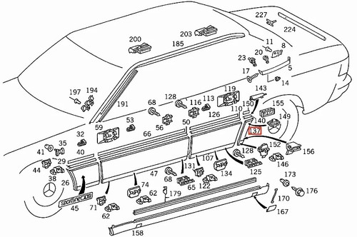 W124 E500 Kotflügel Unterblende Zierleiste hinten links oder rechts (Mercedes 1246904640) - Bild 5 von 5