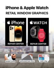 iPhone Watch iOS cell smartphone watch repair retail store front sign banner