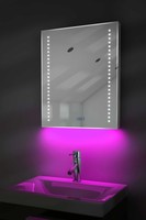 Digital Clock Slim Bathroom Mirror With Under Lighting, Demist & Sensor K190p Digital Clock Slim Bathroom Mirror With Under Lighting, Demist & Sensor K190p