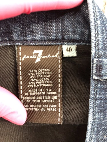 Pantalones de mezclilla rectos 7 For All Mankind Brett talla 40 para hombre tiro medio azul lavado oscuro - Imagen 11 de 12