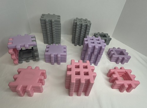 56 Piece Vintage Little Tikes Wee Waffle Blocks 4” Pastel Colors - Picture 1 of 10