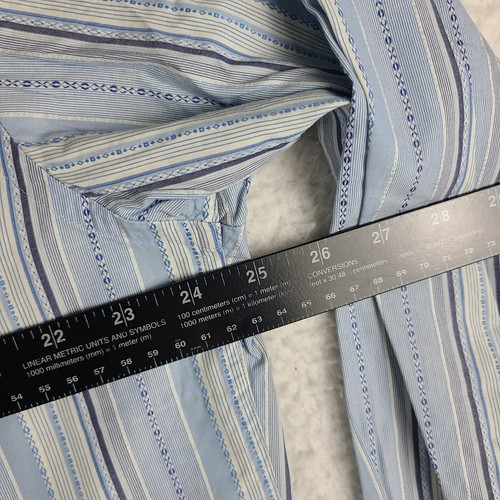 Robert Graham Shirt Mens XL Blue White Striped Geometric Dress Button Up * - Picture 6 of 14