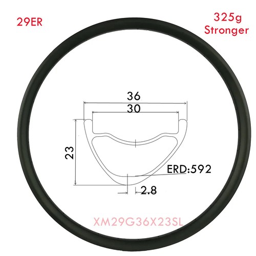 Asymmetric Carbon MTB Bicycle Rime 29er 36mm Width 23mm Depth Hookless Tubeless - Picture 1 of 5