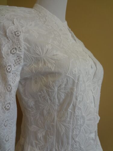 Neu ohne Etikett Polo Ralph Lauren Baumwollbluse weiß Spitze Häkel Rüschenbesatz Größe 2 - Bild 6 von 13