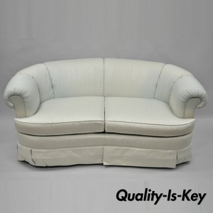 Details About Henredon Schoonbeck Upholstered Curved Loveseat Short Sofa 66 Rolled Arms A