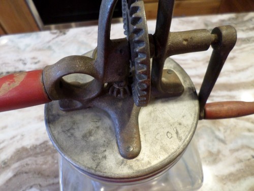 RARE Montgomery Ward Antique 4qt. Glass Butter Whipper Churn Beautiful - Picture 14 of 18