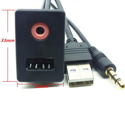 Car Flush Mount 3.5mm AUX USB Headphone Jack Mounting Panel Dash Dock Input Lead - Picture 2 of 7