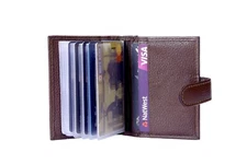 DUO DUFFEL Genuine Brown Leather RFID Protected 20 Slot Credit Card Holder