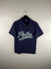 Polo Ralph Lauren Shirt Youth XL Navy Blue Graphic Logo Collared Boys B38