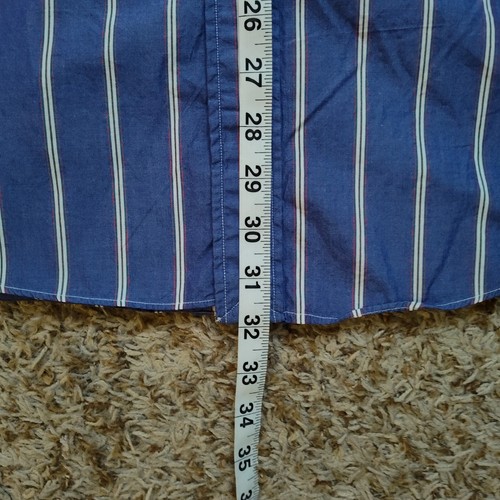 Hickey-Freeman Blue Striped Men Sz L 16 34 Long Sleeve Button Up Made In USA - Picture 7 of 10