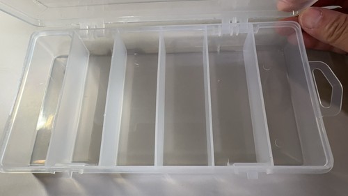 NEW Clear 6-compartment Parts Organizer Storage box 4.25”x8.25”x1.375” - Picture 2 of 4