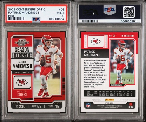2023 Panini Contenders Optic #26 Patrick Mahomes II Red /175 Color Match PSA 9 - Bild 3 von 3