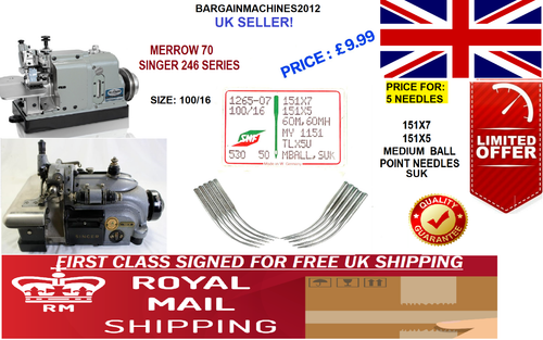 SINGER&MERROW 151X7,151X5,60M,TLX5,TLX7 SUK SIZE100/16 INDUS SEWING MCHN NEEDLE - Picture 3 of 8