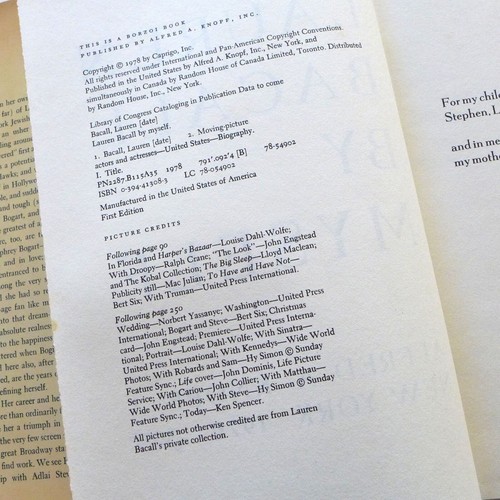 Autobiography Signed Book Lauren Bacall BY MYSELF Autographed First Ed Bogart - Imagen 3 de 10