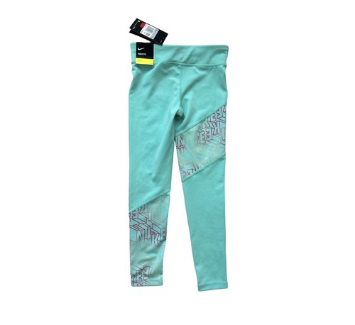 NIKE Kids Dri Fit Tight Fit Green Leggings Training Workout pants XS Girls NWT - Picture 3 of 7