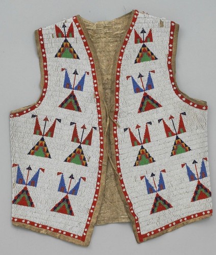 Chaleco Powwow de gamuza con cuentas estilo sioux americano antiguo NV152 - Imagen 4 de 4