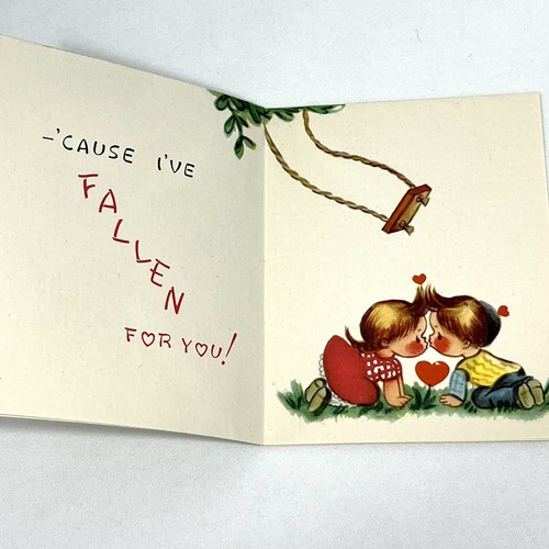 Vintage Valentine’s Day Greeting Cards Boy Girl Swing Anthropomorphic Ducks New - Picture 3 of 10