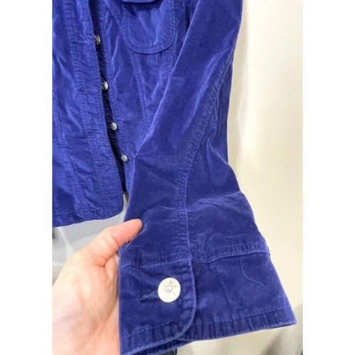 Vintage Live A Little Jacket Womens Petite XL Blue/Purple Velvet Silver Buttons - Picture 5 of 9