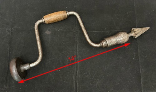 Vintage unmarkiert 14" Handbohrer Rund Bit Holzbearbeitungswerkzeug - Bild 2 von 5
