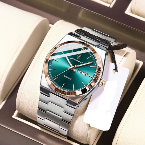 Luxury Mens Calendar Watches Stainless Steel Quartz Watch Waterproof Luminous UK - Picture 14 of 18