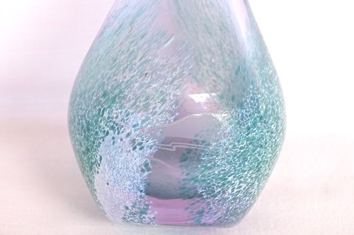 Caithness Glass Vintage Small Posy Vase Blues & Purples Swirl Etched - Picture 9 of 13