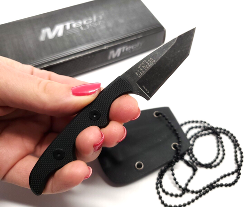 5" Mini Concealed Carry Fixed Blade Neck Boot Knife Kydex Sheath EDC Stonewashed - Picture 2 of 9