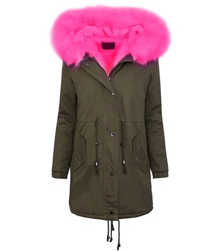 Parka mit Rosa Innenfutter und Echtfell an der Kapuze - Bild 5 von 5