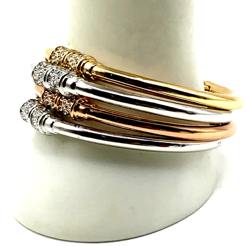 Konvolut 4 Pave Kristall Scharnier/Clamper gemischt Metall Ton Armreif Armbänder - Bild 9 von 14