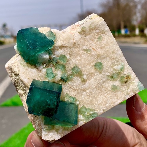 300GNatural transparent Cube Shape Green Flourite cluster chakra spiritualSample - Picture 23 of 23