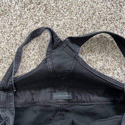 Salopette bavaglino jeans argento nero denim Y2K donna XL 29 cuciture interne - Foto 5 di 10