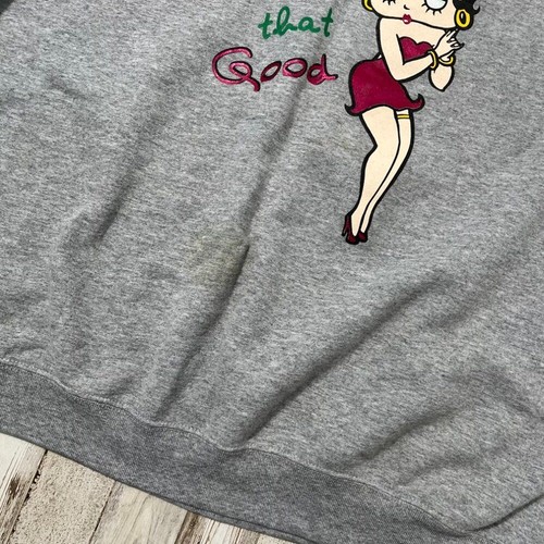 Vintage Y2k Betty Boop Santa Weihnachten grau Rundhals Pullover Sweatshirt XL - Bild 3 von 6